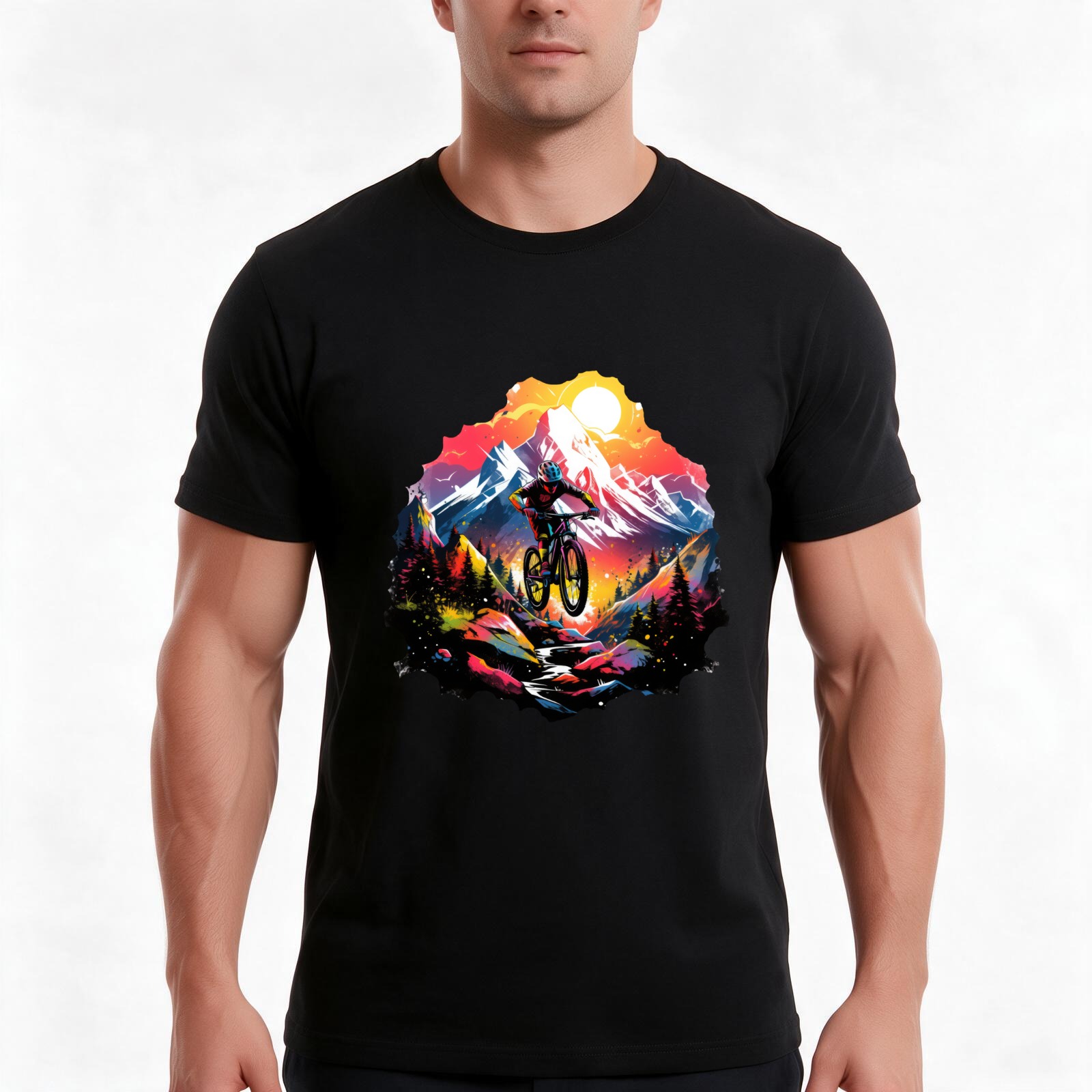 Mountain Biking Jumps - Neon colored landscape - mountain bike