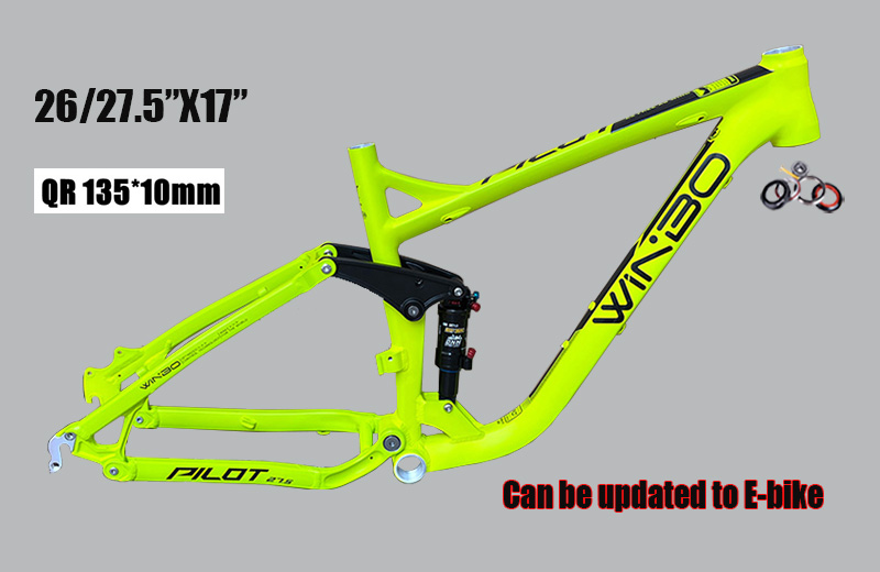 Mountain Biking Jumps - Full Suspension Bicycle Frame, Aluminum Alloy,
